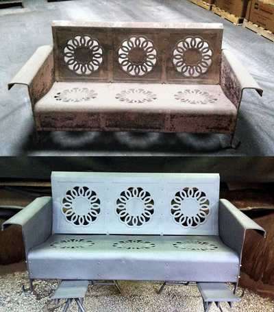 Before and After: Garden Bench Abrasive Blasting